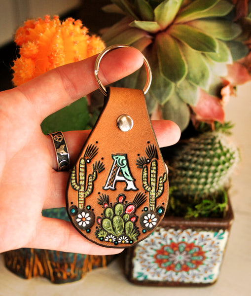 Saguaro Cactus and Prickly Pear Custom Keychain