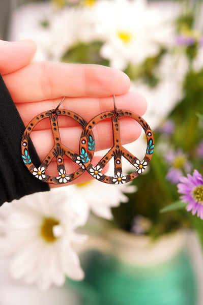 Daisy Peace Symbol Earrings - Pick Your Size