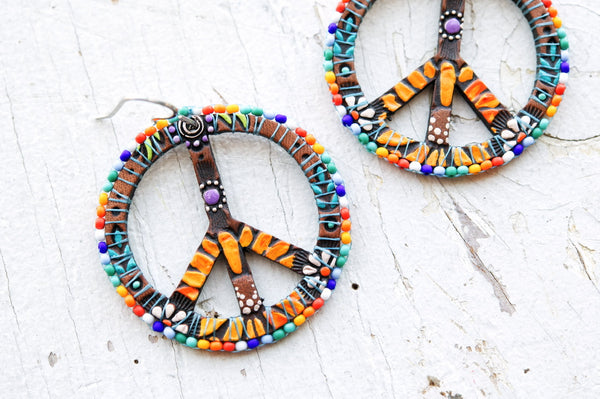 Rainbow Beaded Peace Signs - Pick your Size