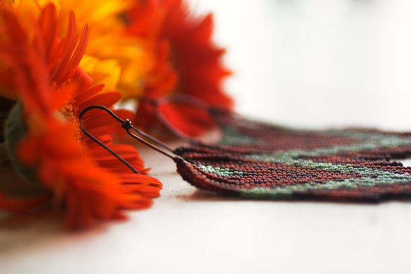 Reserved for Erica - Single Replacement Earring - Chocolate & Turquoise Hoops - Autumn on the Mesa
