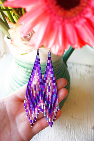 Amethyst Geode Beaded Earrings