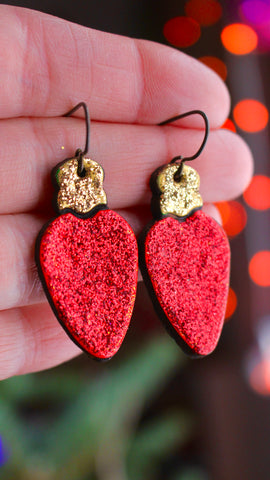 XL Red Christmas Light Earrings