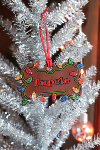 Custom Dog Bone Christmas Ornament - Multicolor