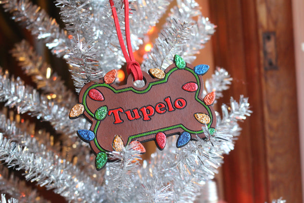 Custom Dog Bone Christmas Ornament - Multicolor
