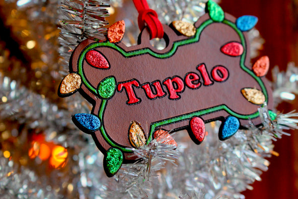 Custom Dog Bone Christmas Ornament - Multicolor