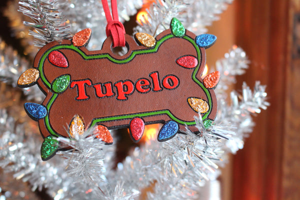 Custom Dog Bone Christmas Ornament - Multicolor