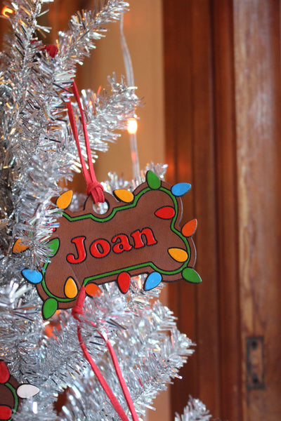 Custom Dog Bone Christmas Ornament - Multicolor