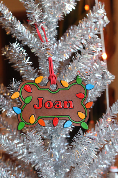 Custom Dog Bone Christmas Ornament - Multicolor