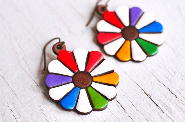 Color Wheel with White Earrings