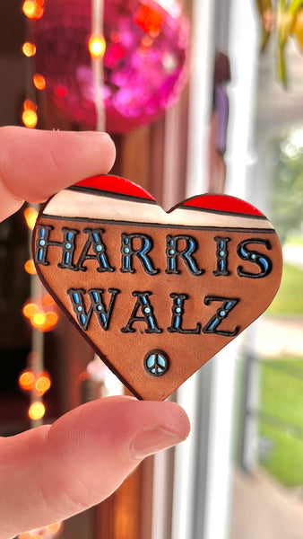 Preorder Harris Walz Red, White, and Blue Heart Vote Pin