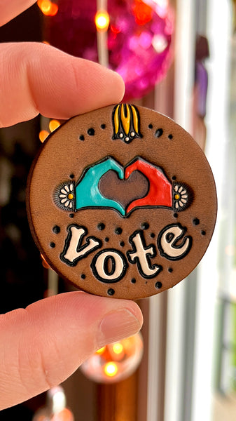 Preorder Heart Hands Vote Pin