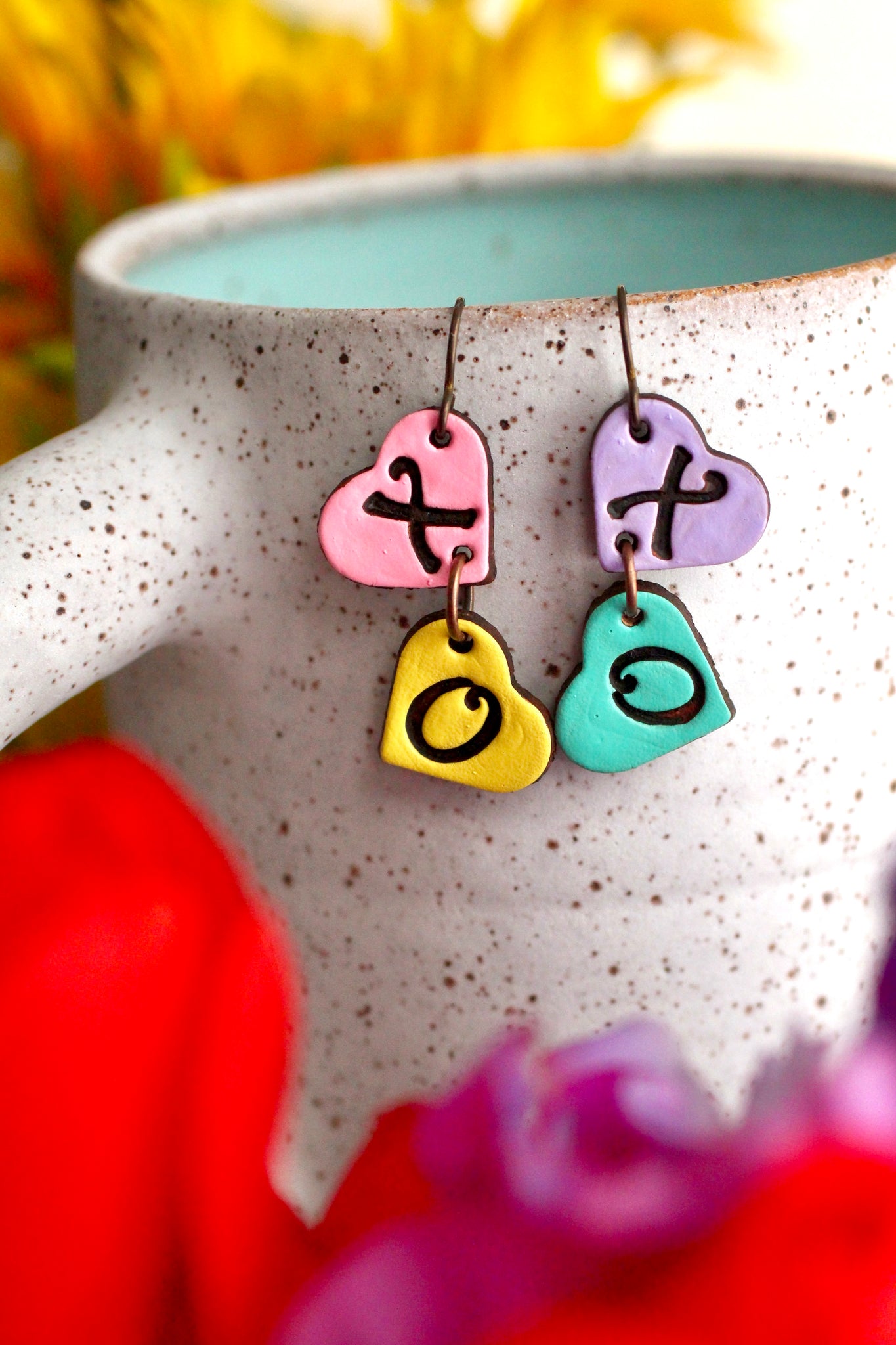 Multicolor XO Candy Hearts Earrings