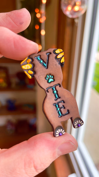 Ready to Ship Dog Lady Pitbull Vote Pin