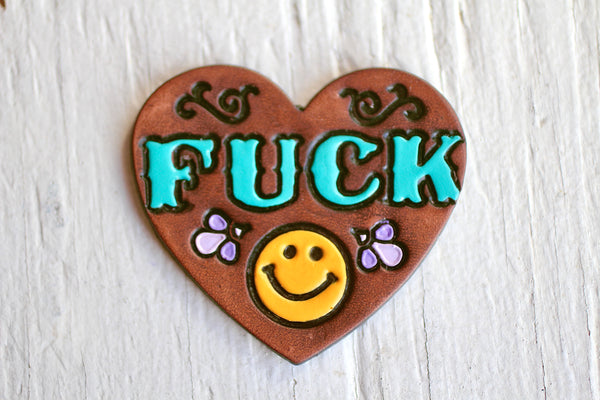 PREORDER - FUCK Smiley Pin - Turquoise
