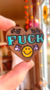 PREORDER - FUCK Smiley Pin - Turquoise