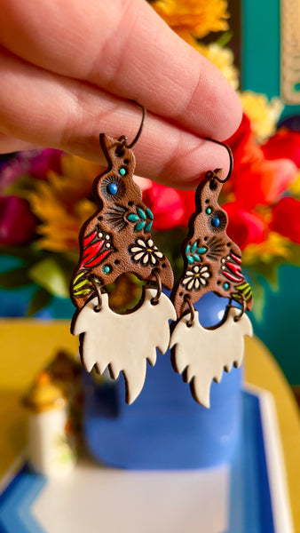 Basil & Bert - Lil Tulip Gnome Earrings - White Beards  - MADE TO ORDER