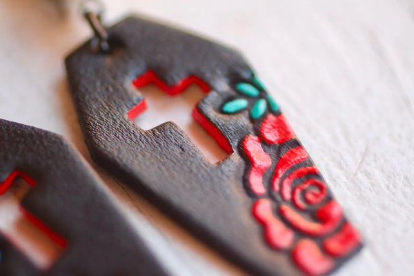 Rose & Skulls Coffin Earrings