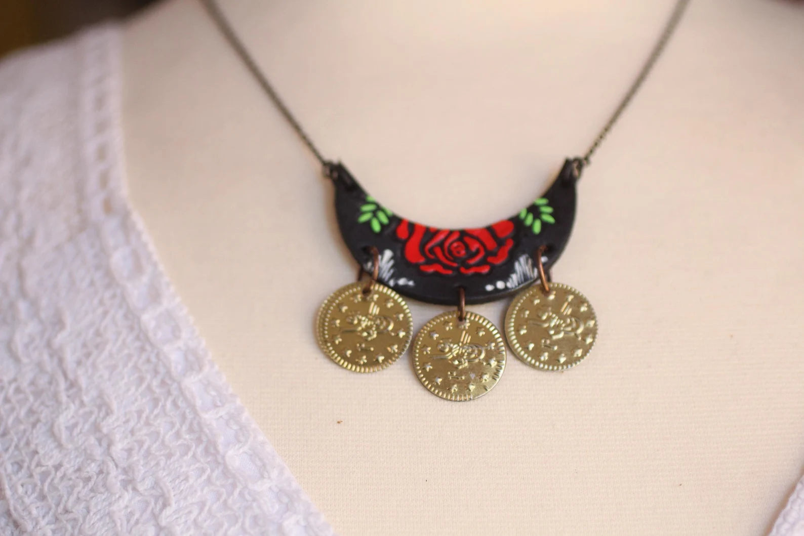 Rose and Coins Necklace