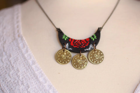 Rose and Coins Necklace