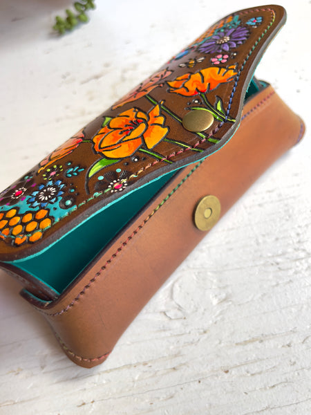 Orange Poppies & Wildflowers Glasses Case