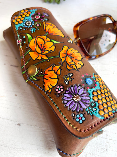 Orange Poppies & Wildflowers Glasses Case