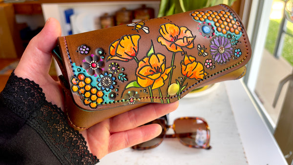 Orange Poppies & Wildflowers Glasses Case