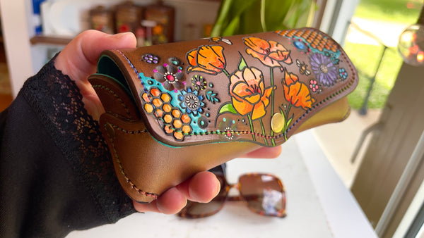 Orange Poppies & Wildflowers Glasses Case