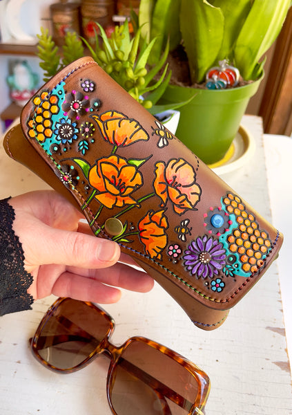 Orange Poppies & Wildflowers Glasses Case