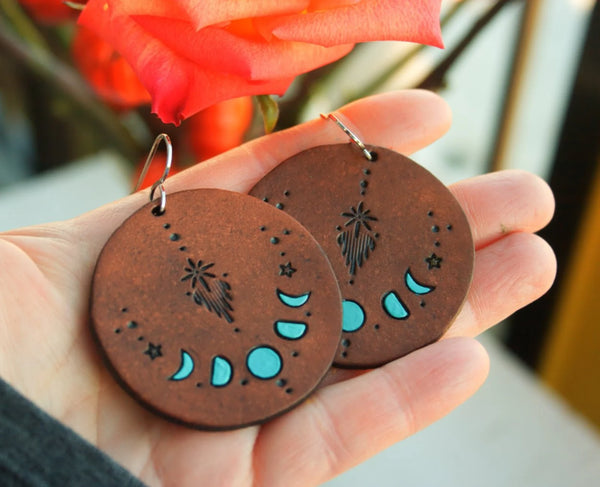 Moon Phase Shield Earrings