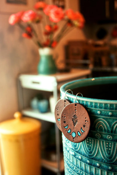 Moon Phase Shield Earrings