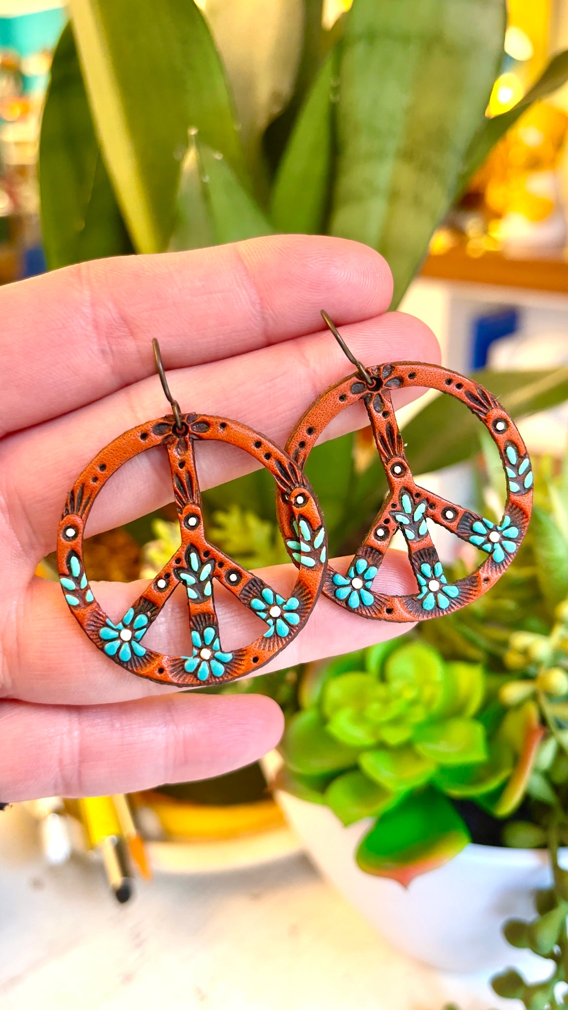 Honey and Turquoise Peace Earrings