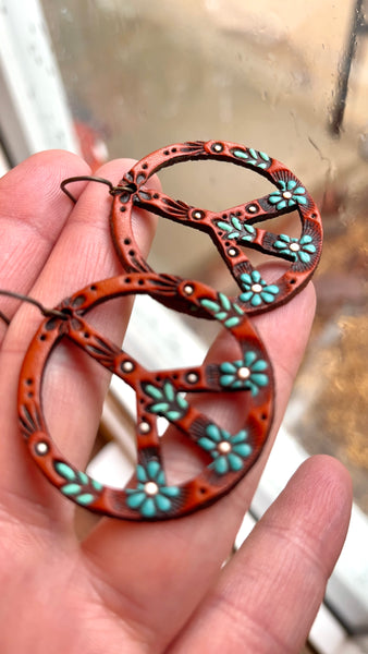 Honey and Turquoise Peace Earrings