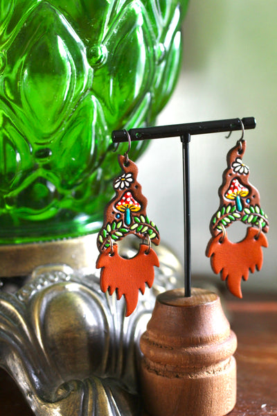 Rory & Rupert - Toadstool Gnome Earrings - Red Beards - READY TO SHIP