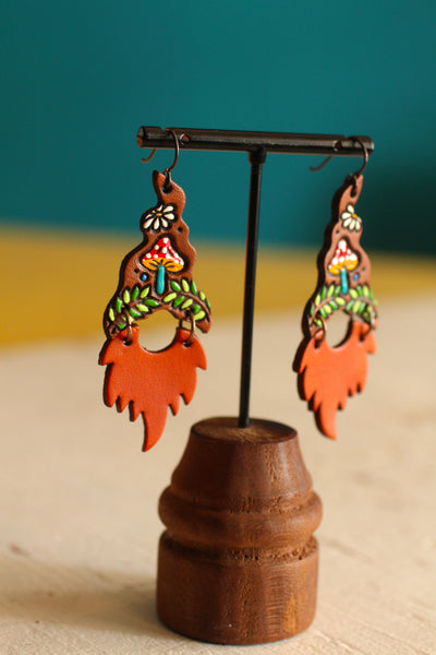 Rory & Rupert - Toadstool Gnome Earrings - Red Beards  - MADE TO ORDER