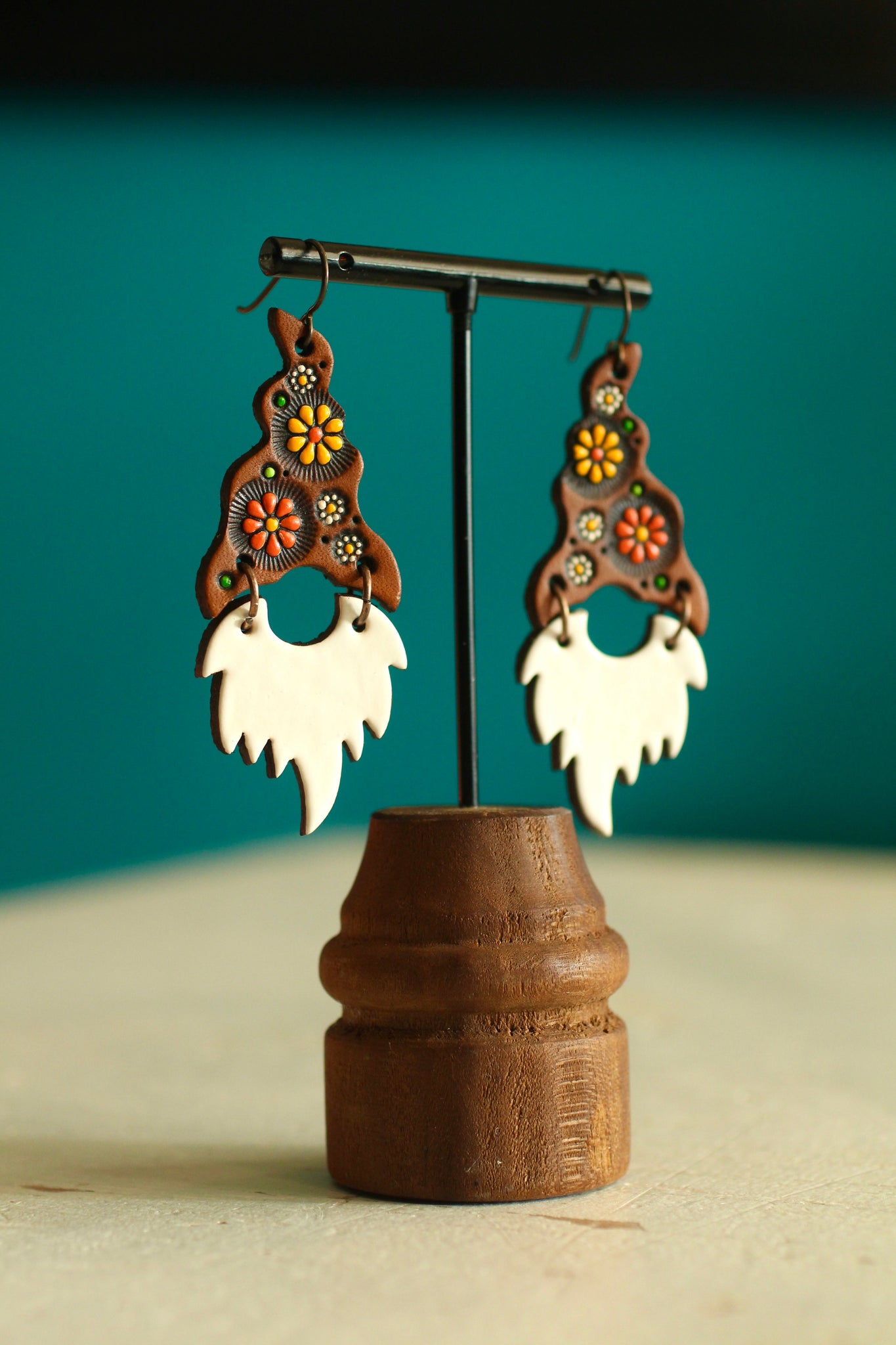 Murphy & Oliver - Sunny Daisy Gnome Earrings - White Beards  - MADE TO ORDER