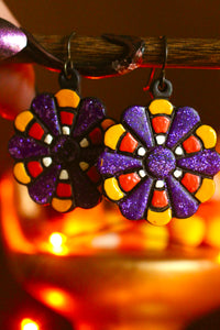Sparkly Candy Corn Halloween Wreath Earrings