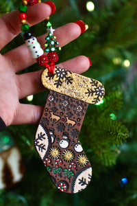 Sparkly Christmas Stocking Ornament - Ready to Ship