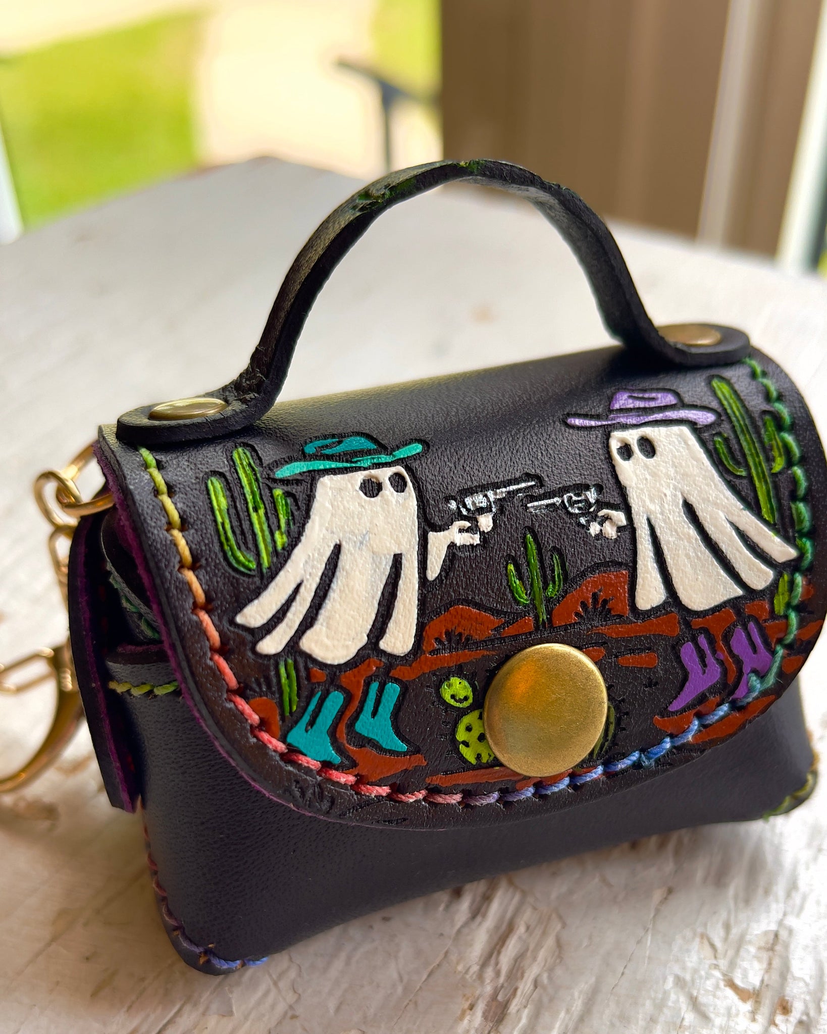 Dueling Ghosts Mini Purse Keychain