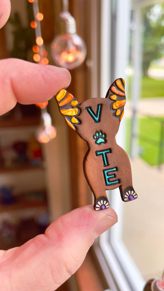 Ready to Ship Dog Lady Chihuahua Vote Pin