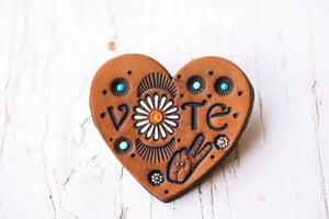Preorder Daisy Peace Heart Shaped Vote Pin