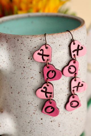 Long XOXO Candy Hearts Earrings