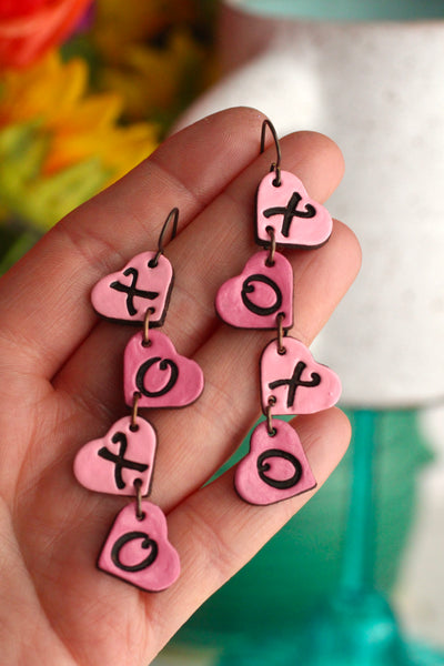 Long XOXO Candy Hearts Earrings