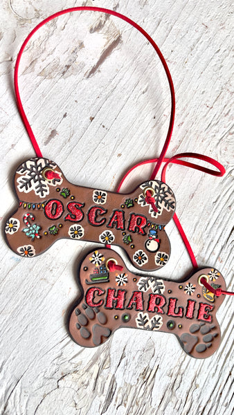 Custom Dog Bone Christmas Ornament