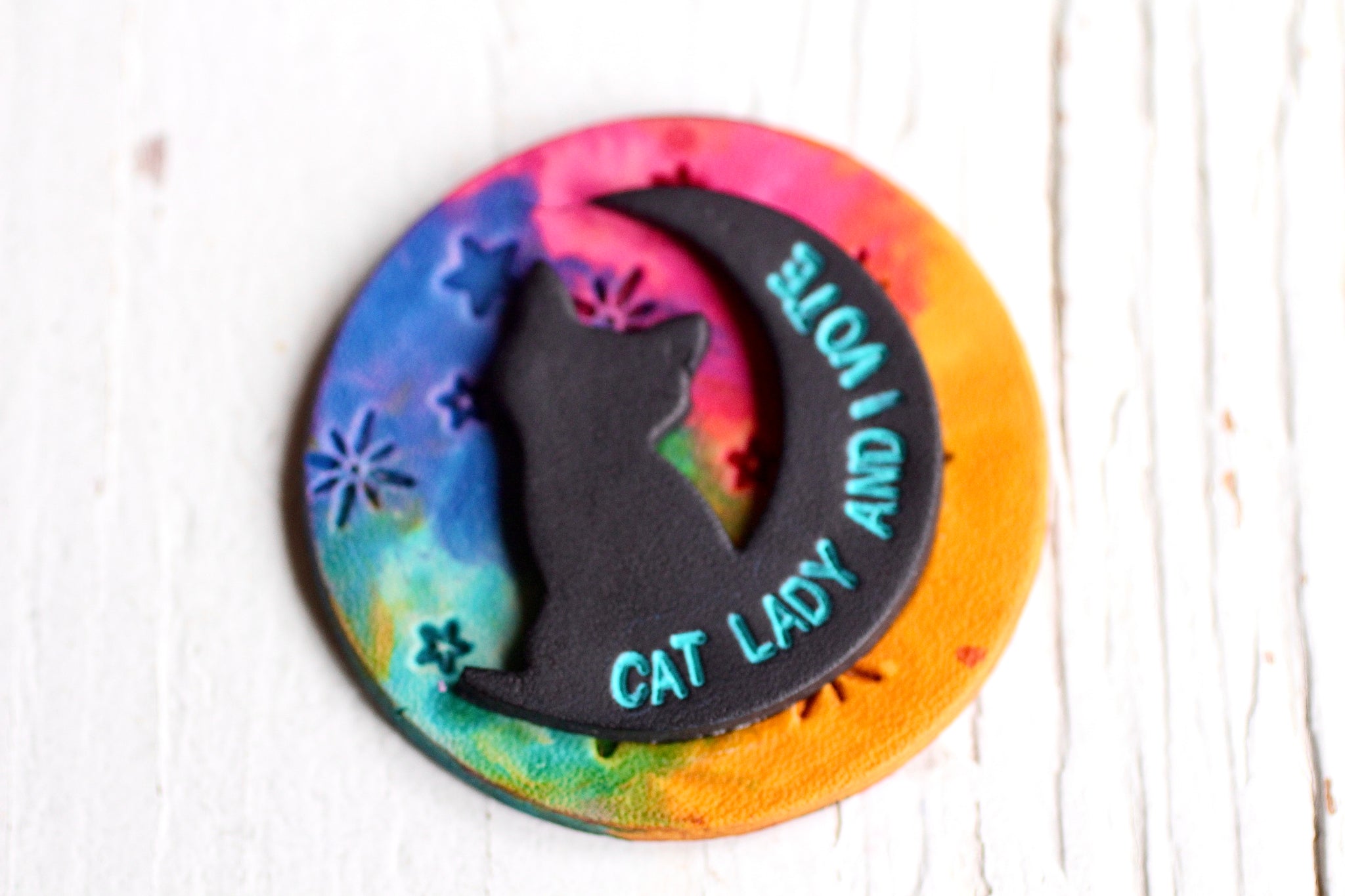 Cat Lady and I Vote Pin