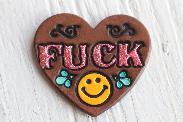 Reserved for Wendy - FUCK Smiley Pink Pin