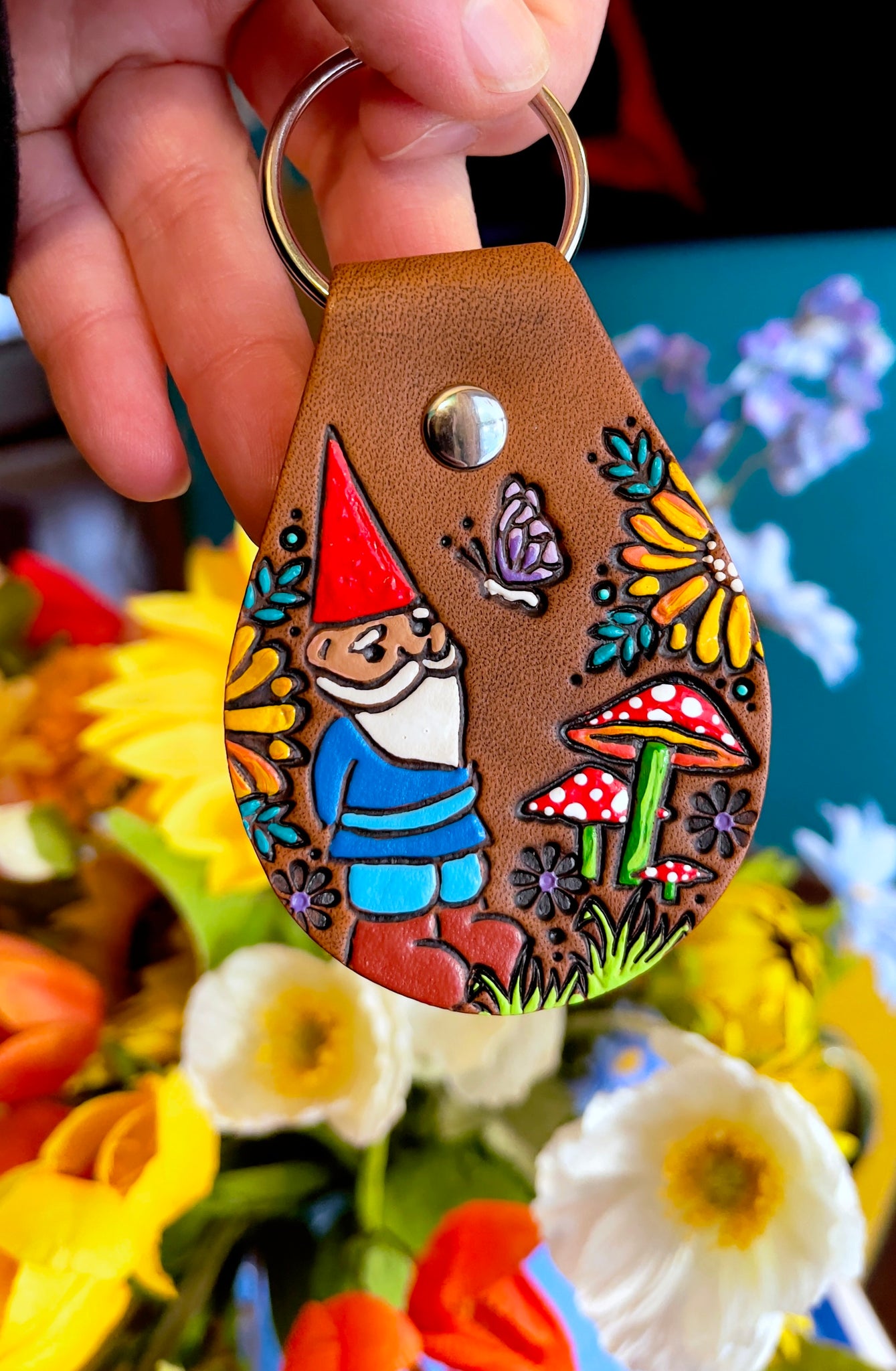 Roscoe - Butterfly Garden Gnome Keychain - READY TO SHIP