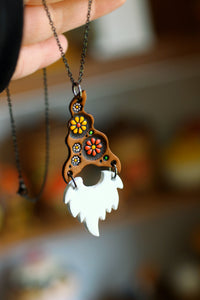 Milo - Sunny Daisy Gnome Necklace - White Beard - READY TO SHIP