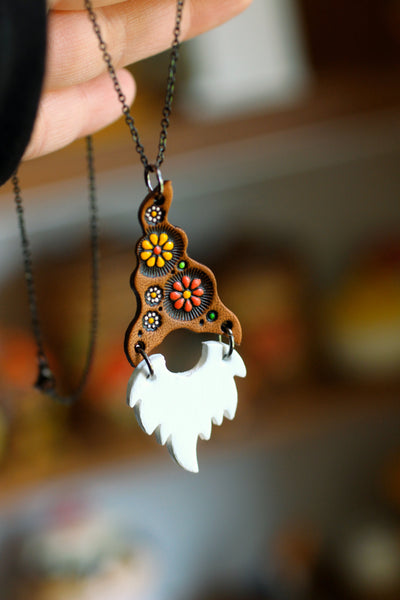 Milo - Sunny Daisy Gnome Necklace - White Beard  - MADE TO ORDER