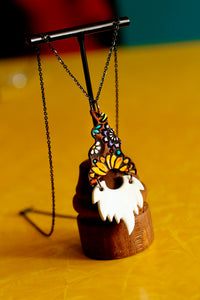 Gordie - Sunshine and Wildflowers Gnome Necklace - White Beard - READY TO SHIP