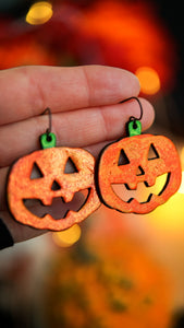 PREORDER Glittery Jack-O'-Lantern Earrings